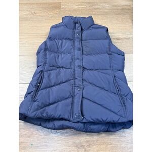 J. Crew Women's Goose Down Filled Sherpa Lined Puffer Vest Navy Blue Outdoors M